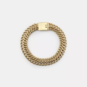 NWT SOLD OUT Zara Chunky metal link chain necklace - gold, clip closure